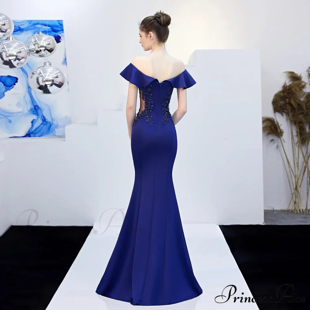 Elizabeth ruffled-strap Stylish embroidered fishtail dress