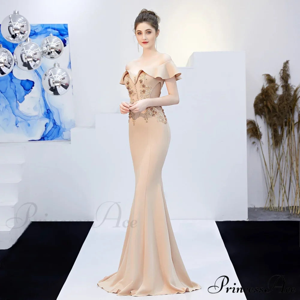 Elizabeth ruffled-strap Stylish embroidered fishtail dress