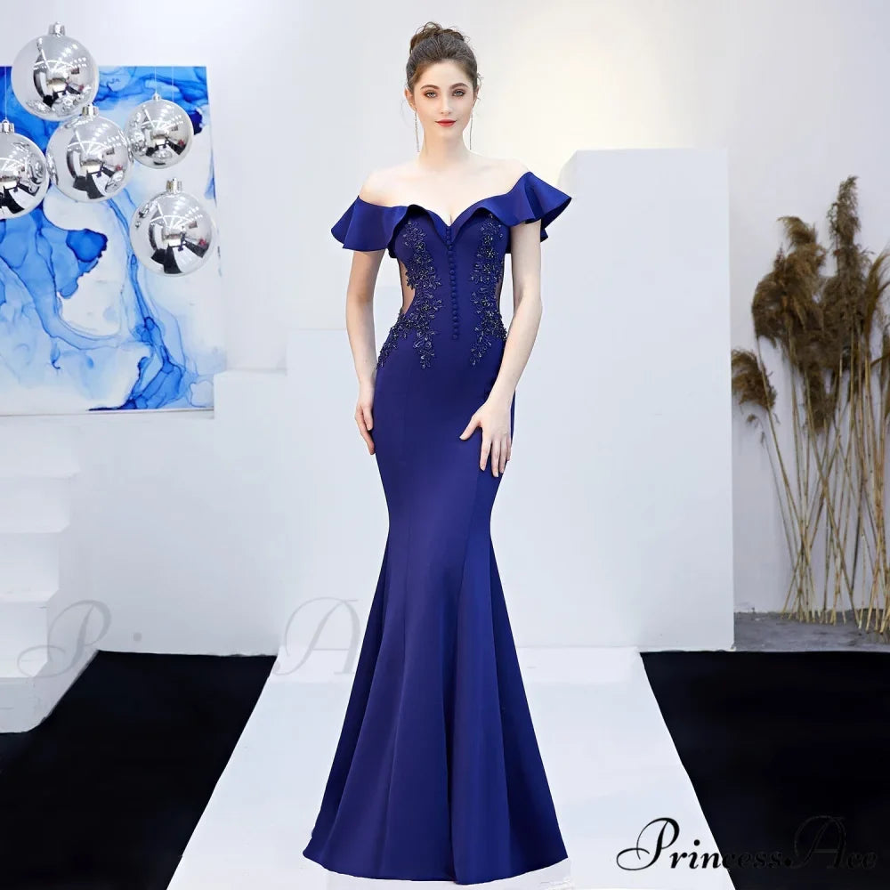 Elizabeth ruffled-strap Stylish embroidered fishtail dress