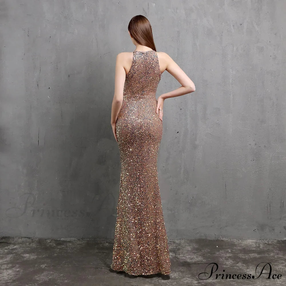Ella halterneck Stylish sequined formal dress