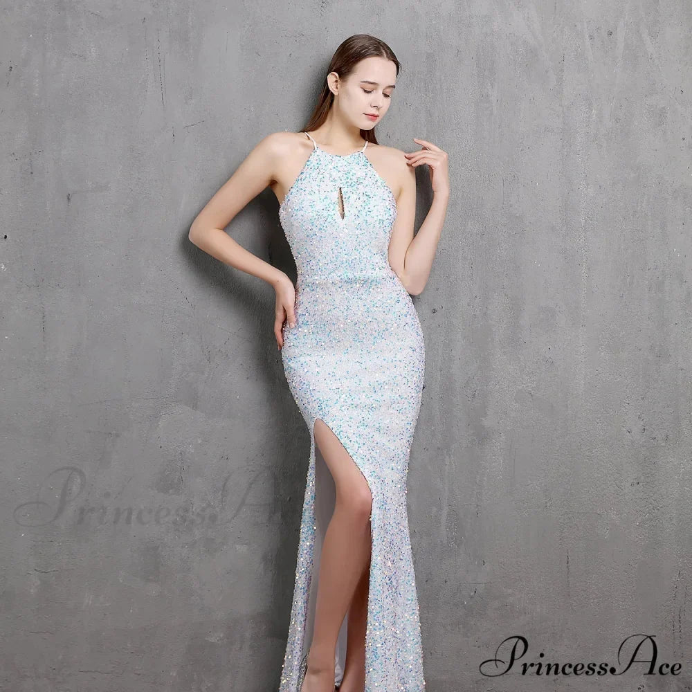 Ella halterneck Stylish sequined formal dress