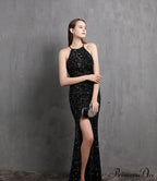 Ella halterneck Stylish sequined formal dress