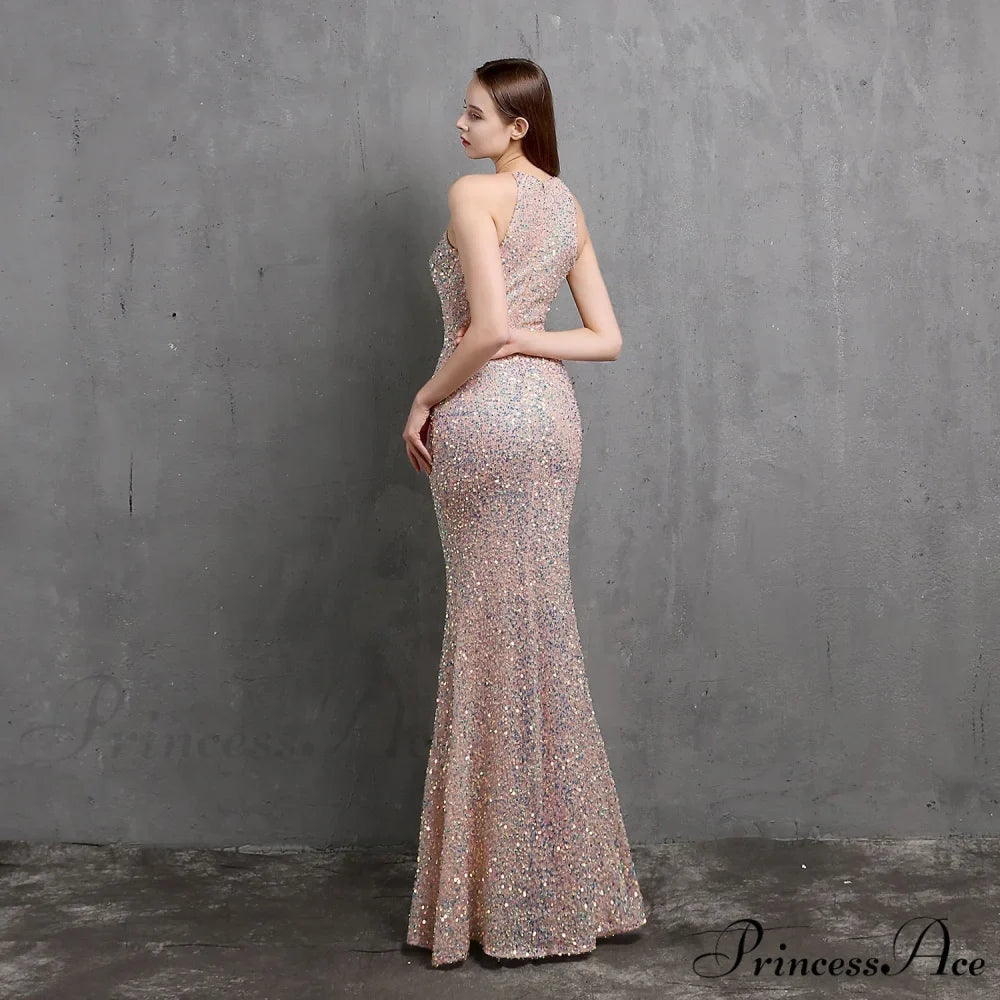 Ella halterneck Stylish sequined formal dress
