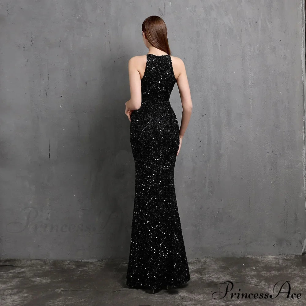 Ella halterneck Stylish sequined formal dress