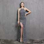 Ella halterneck Stylish sequined formal dress