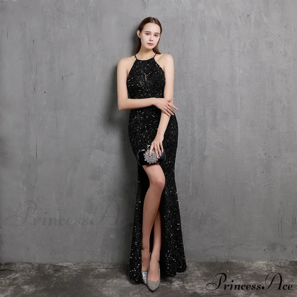 Ella halterneck Stylish sequined formal dress