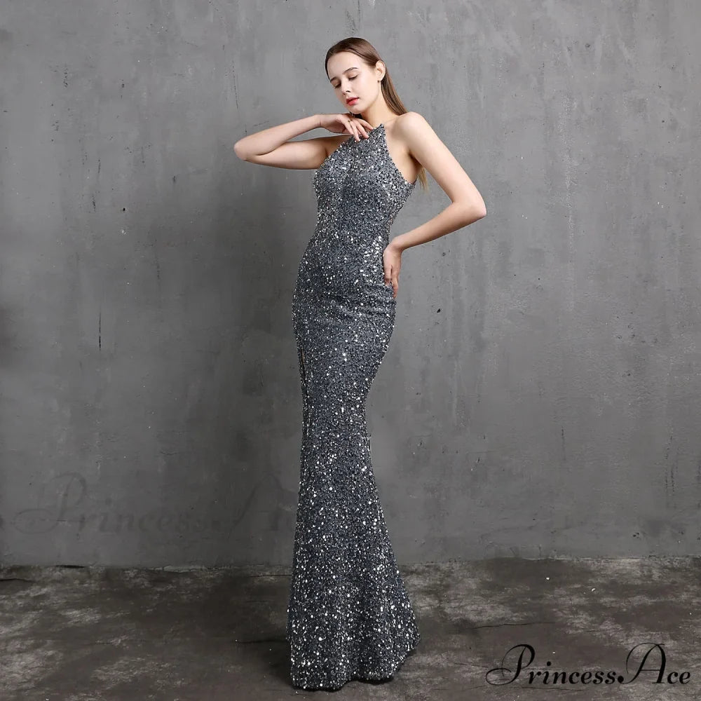 Ella halterneck Stylish sequined formal dress