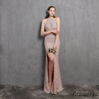 Ella halterneck Stylish sequined formal dress