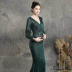 Ella long-sleeve sequined Charming formal fishtail dress
