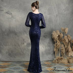 Ella long-sleeve sequined Charming formal fishtail dress