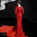 Ella long-sleeve sequined Charming formal fishtail dress