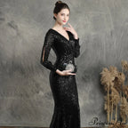 Ella long-sleeve sequined Charming formal fishtail dress