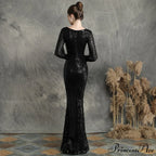 Ella long-sleeve sequined Charming formal fishtail dress