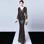 Ella long-sleeve sequined Charming formal fishtail dress