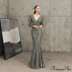Ella long-sleeve sequined Charming formal fishtail dress