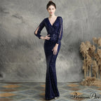 Ella long-sleeve sequined Charming formal fishtail dress