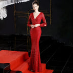 Ella long-sleeve sequined Charming formal fishtail dress