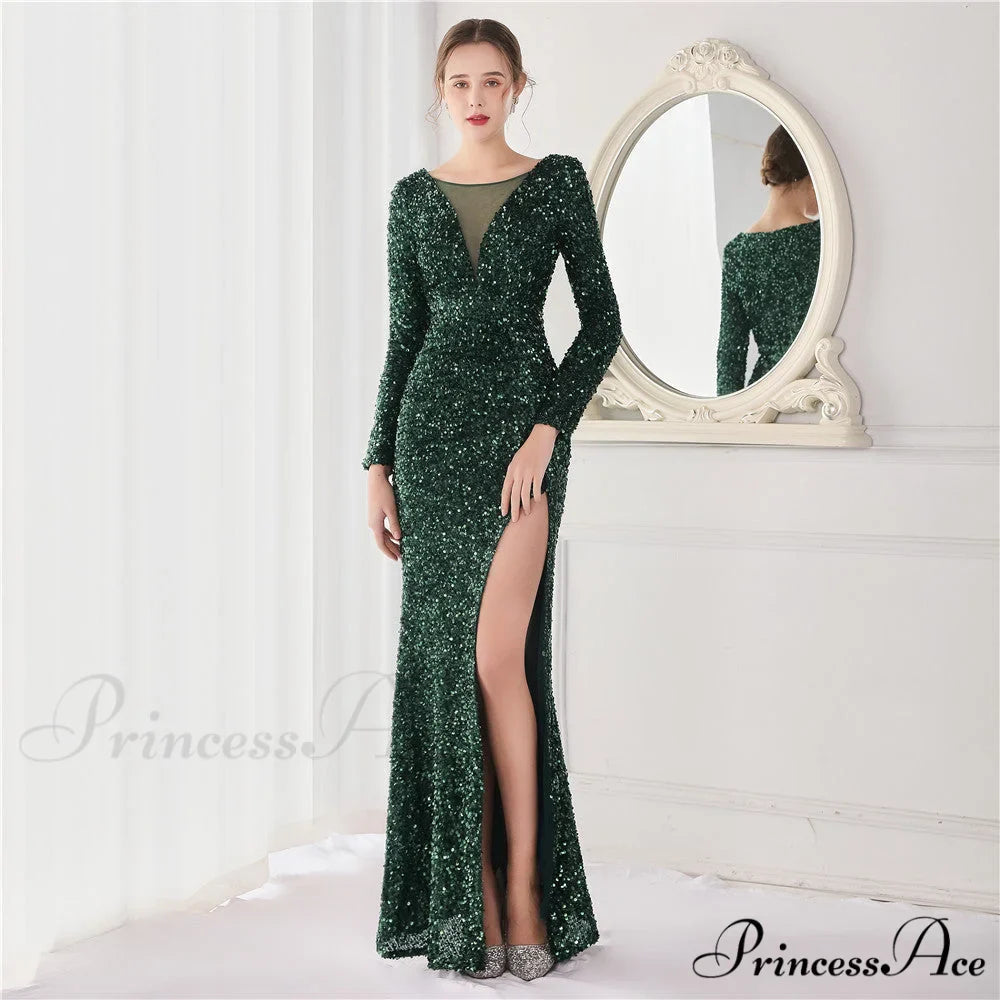 Ella sequined large Charming split mermaid dress