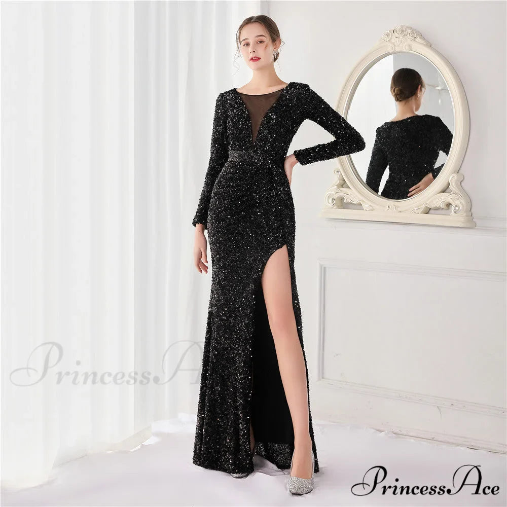 Ella sequined large Charming split mermaid dress