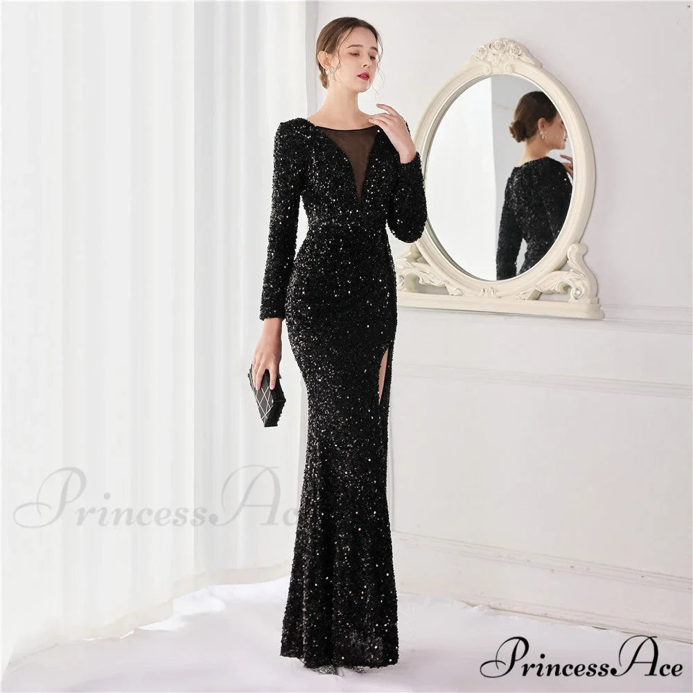 Ella sequined large Charming split mermaid dress