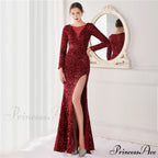 Ella sequined large Charming split mermaid dress