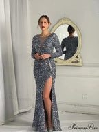 Ella sequined large Charming split mermaid dress