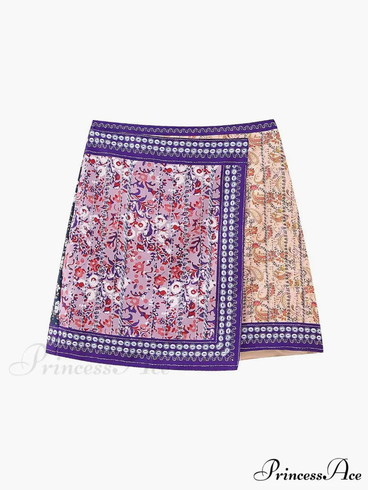 Embroidered Asymmetric Graceful Floral Mini Skirt