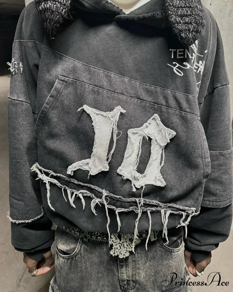 Embroidered Black Hoodie