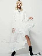 Embroidered Blossom V-neck Separated Mini Bohemian Dress