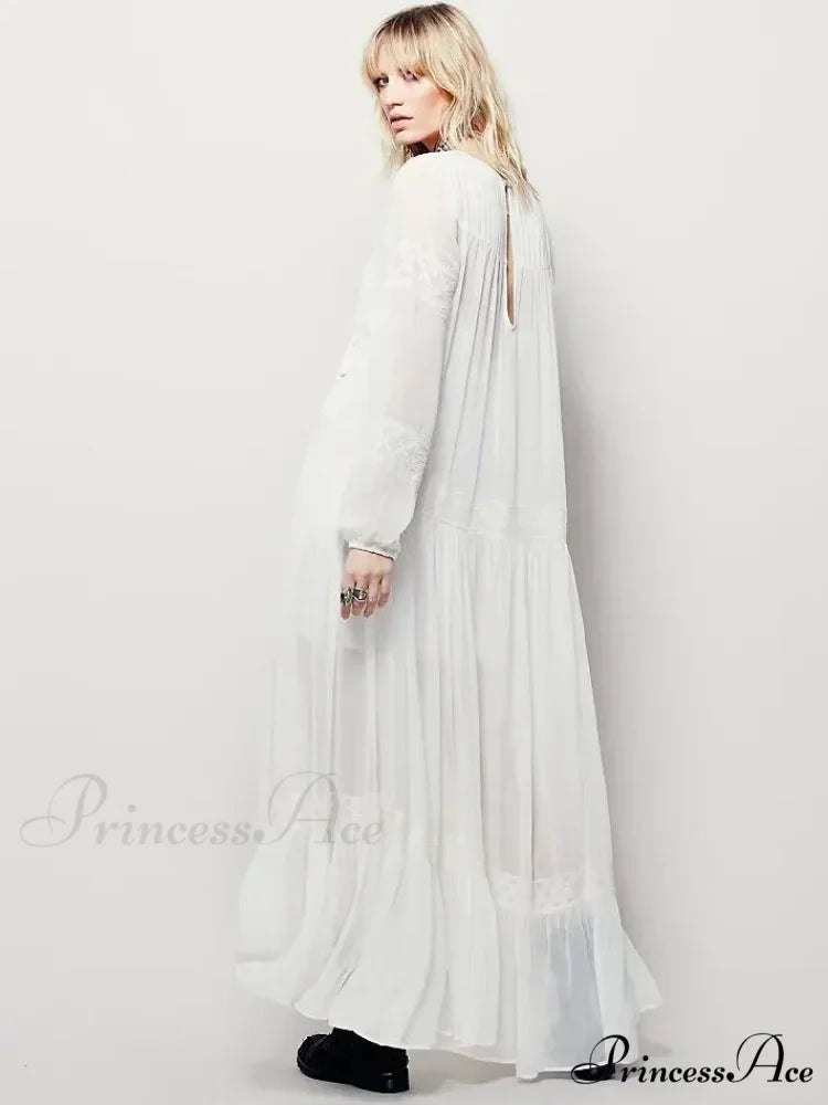 Embroidered Blossom V-neck Separated Mini Bohemian Dress