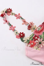 Embroidered Floral Strappy Dress