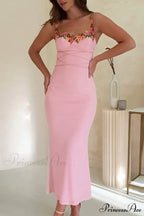 Embroidered Floral Strappy Dress