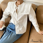 Embroidered Flower Neck Long Sleeve Cotton Boho Top