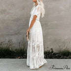 Embroidered Patchwork Long Sleeve Ivory Bohemian Dress