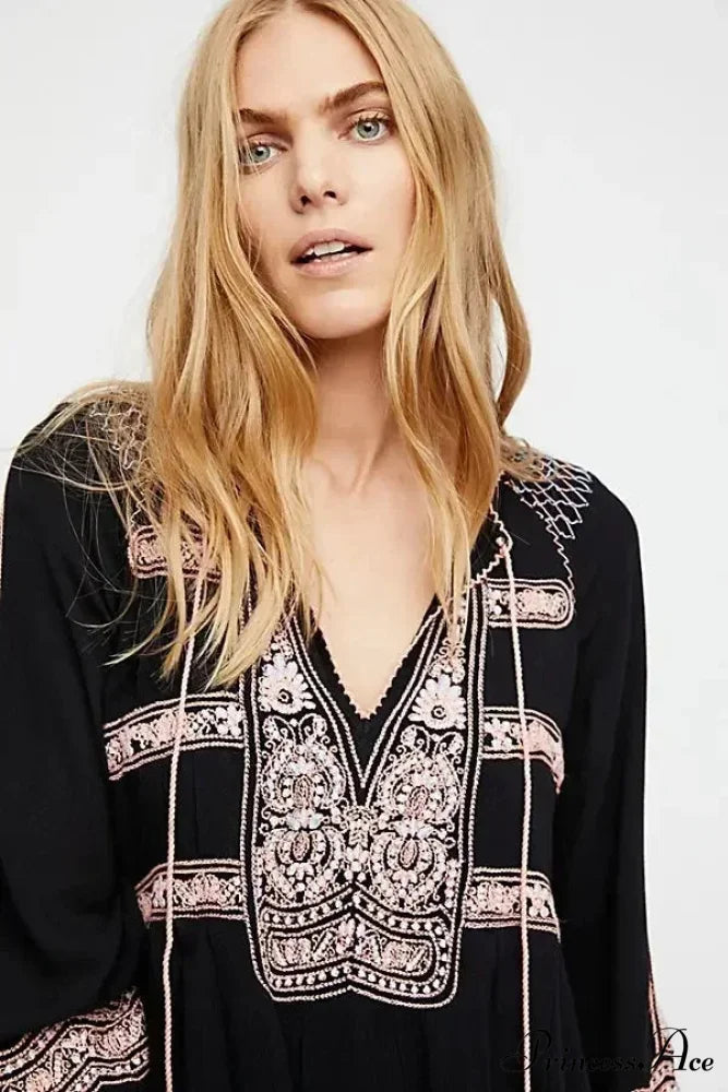 Embroidered Tassel Large Cotton Boho Dress