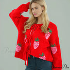 Embroidery Heart Lace-up Cardigan