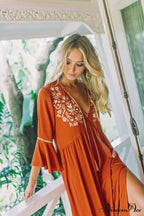 Embroidery Hollow Out Lace Vintage White Boho Dress