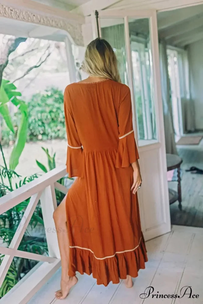 Embroidery Hollow Out Lace Vintage White Boho Dress