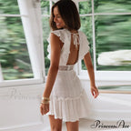 Embroidery Lace White Dress