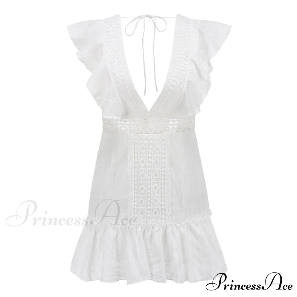 Embroidery Lace White Dress