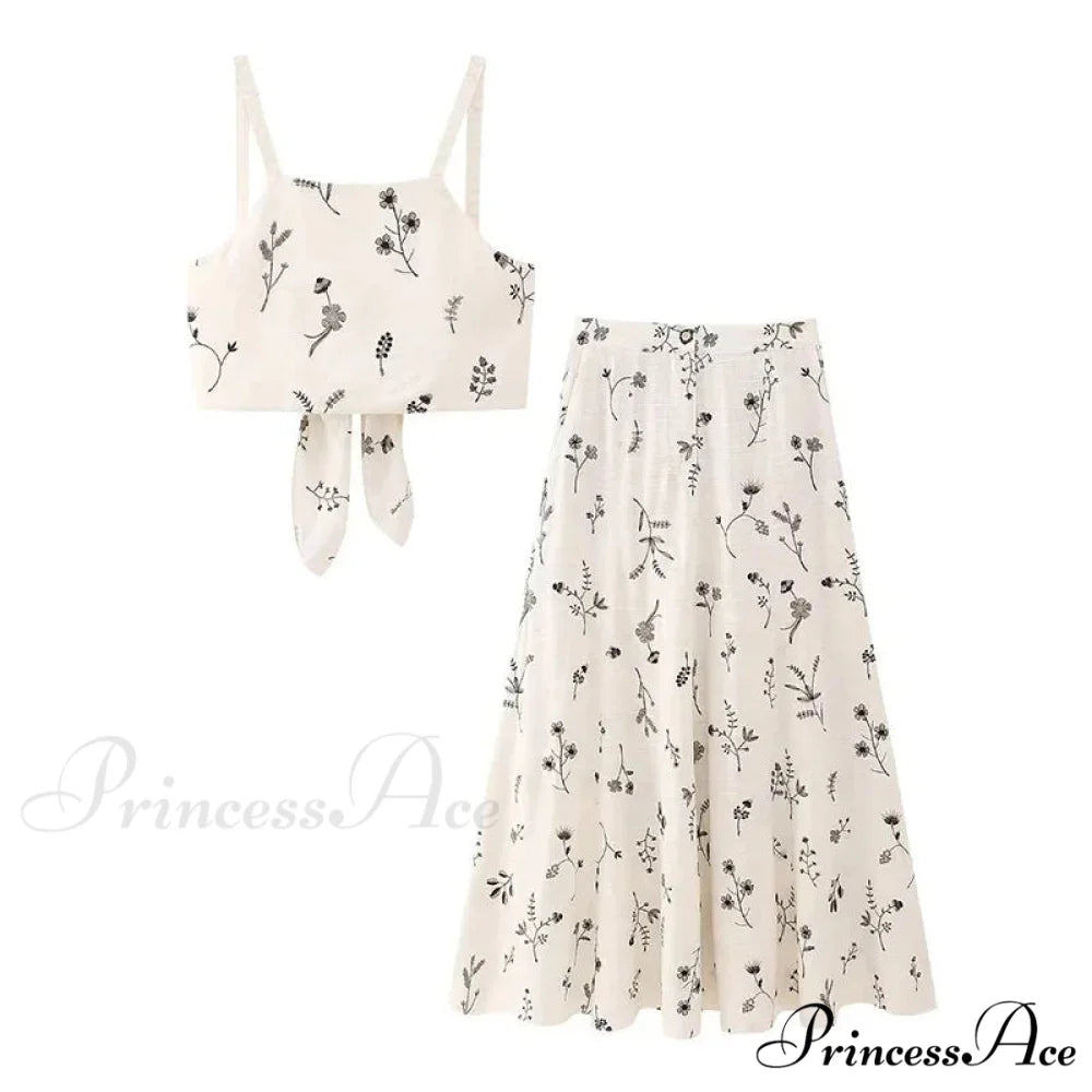 Embroidery Strap Maxi Dress