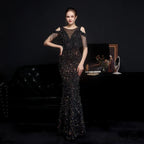 Emery sequined Stylish fringed fishtail dress