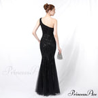 Emily formal one-shoulder Charming sequined mesh fishtail dress