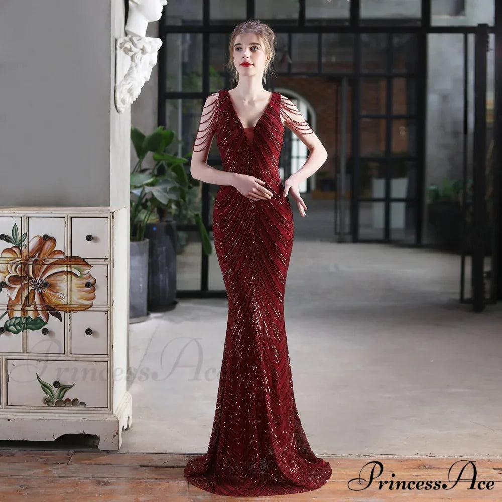 Emily Mermaid Sequin Charming Sleeveless Prom Dress