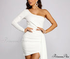Emily One Shoulder Charming Pleated Asymmetric Mini Dress