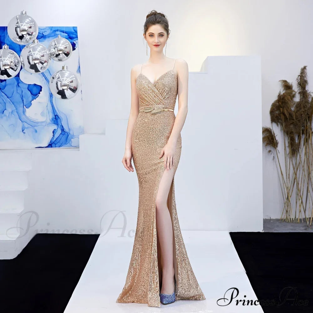 Emma sequined Stylish Formal slit dress