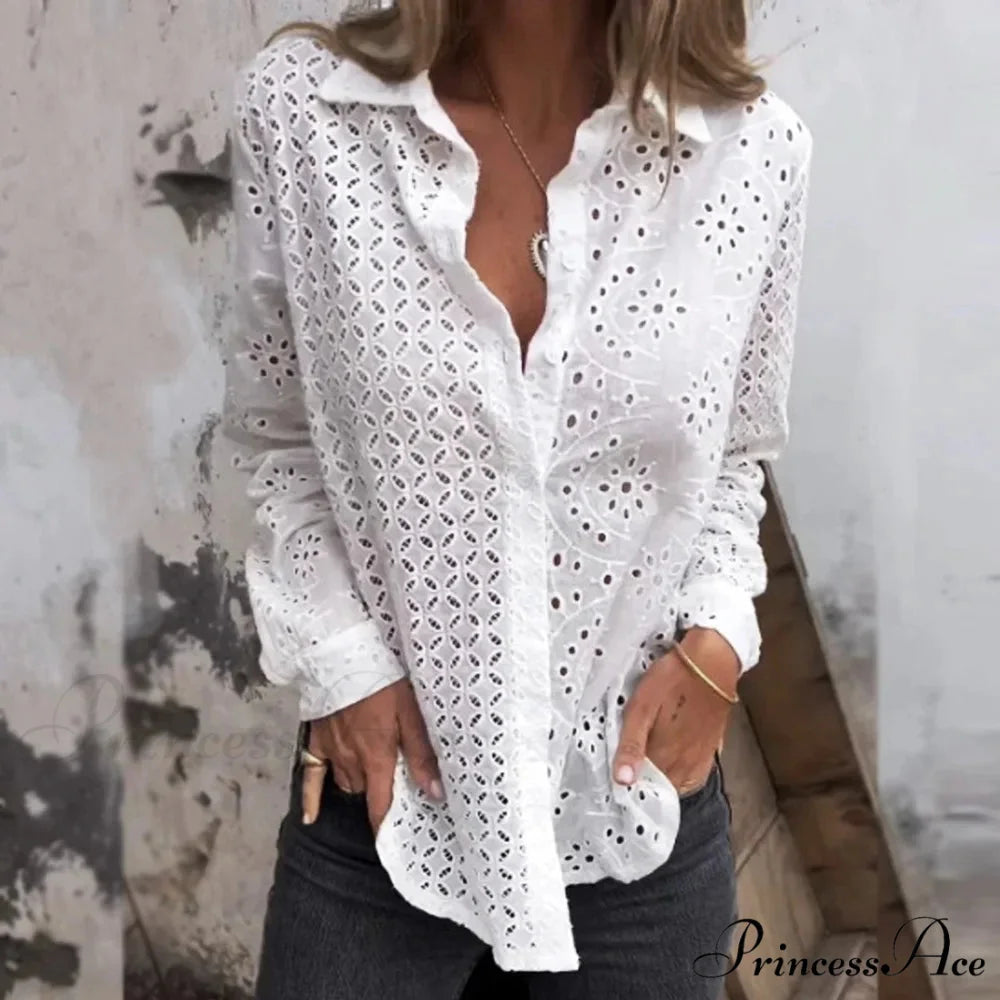 Empty Cotton Flower Stitching Extended Sleeve Boho Blouse