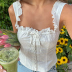 Empty Eyelet Ribbon Crop Top