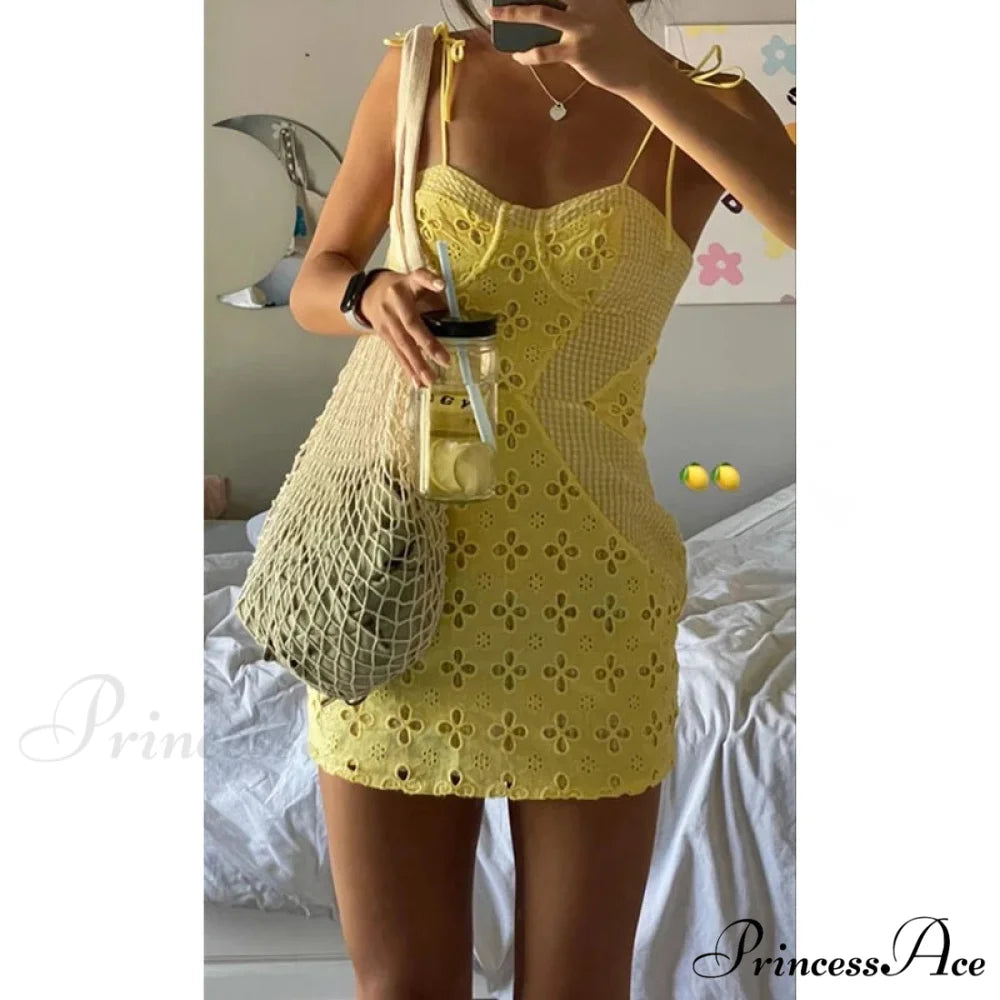 Empty Flower Spaghetti Mini Dress