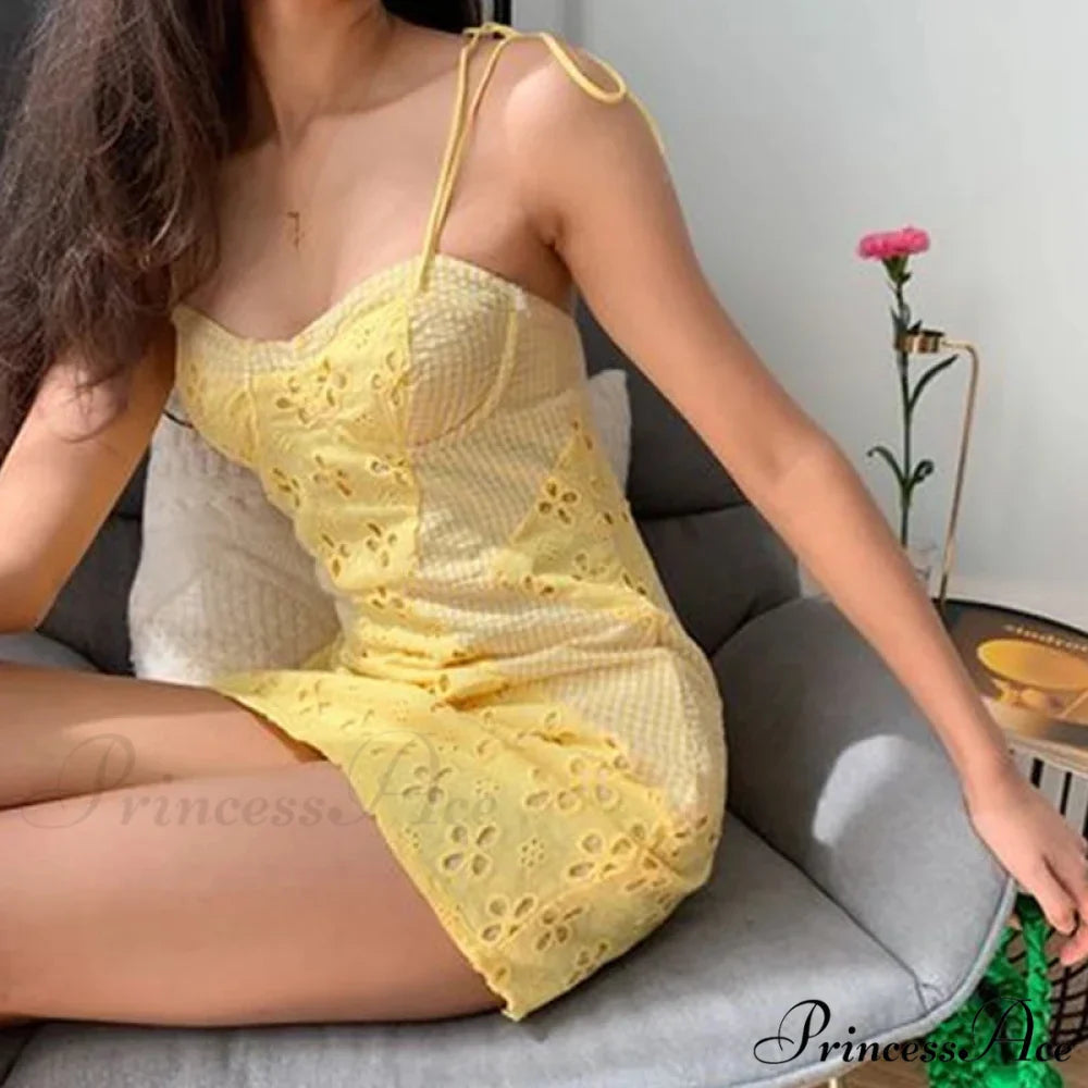 Empty Flower Spaghetti Mini Dress